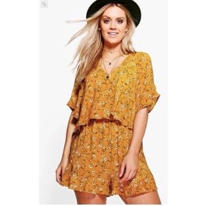 Floral printed ruffle romper